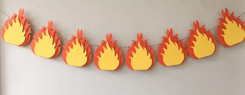 Fire Happy Birthday Banner, Fire Flames Banner, Perfect for Fireman Party, Camping Party, Hunting Party, Firefighter Graduation Party image 4