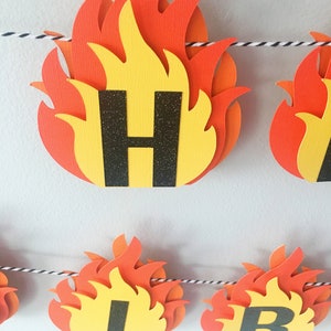 Fire Happy Birthday Banner, Fire Flames Banner, Perfect for Fireman Party, Camping Party, Hunting Party, Firefighter Graduation Party image 8