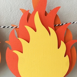 Fire Happy Birthday Banner, Fire Flames Banner, Perfect for Fireman Party, Camping Party, Hunting Party, Firefighter Graduation Party image 6