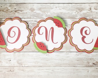 Watermelon High Chair Banner, Watermelon 1st Birthday Party Decorations, One In a Melon Party Decor