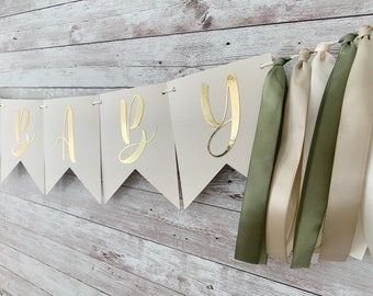 Gender Neutral Baby Shower Decor, Sage Green Baby Shower Banner, Boho Baby Shower Decorations, Oh Baby Baby Shower Banner,  Boho Party Decor