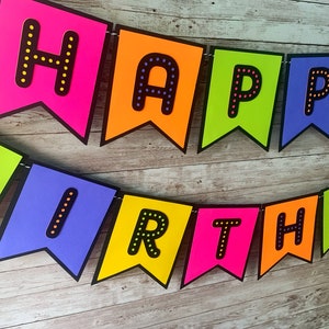Neon Glow Party Banner, Neon Party Decorations, 80&#39;s Theme Party Decorations, 90&#39;s Theme Birthday Party Decor