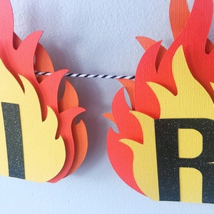 Fire Happy Birthday Banner, Fire Flames Banner, Perfect for Fireman Party, Camping Party, Hunting Party, Firefighter Graduation Party image 2