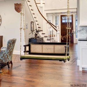 Reversible Wooden Swing ( Jhula CANE ) Onjle with Brass chain - OVI