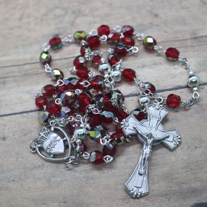 Handcrafted Sacred Heart Czech Bead Rosary