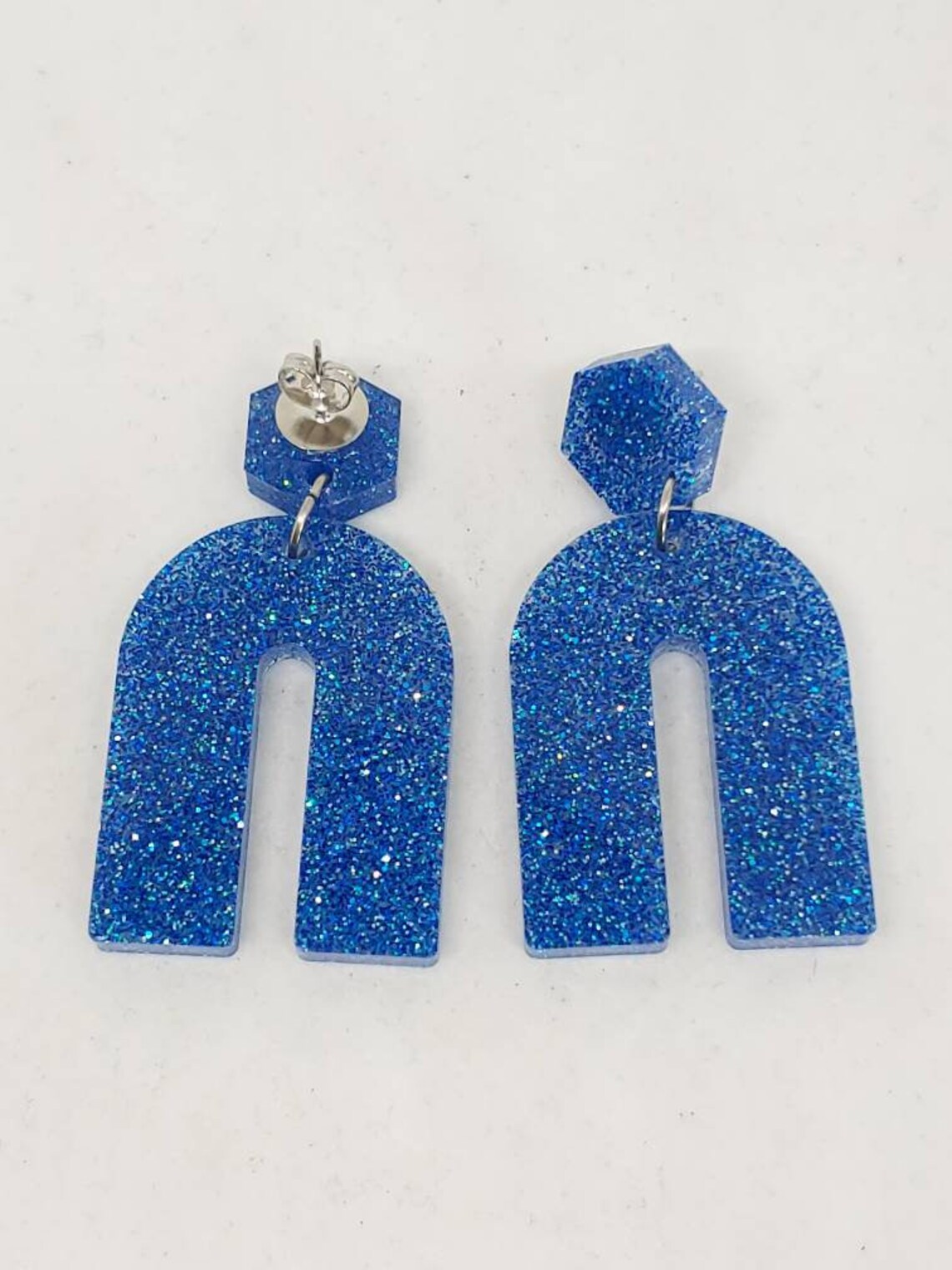 Earrings Upsidedown U Glitter Studs Etsy