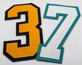 Varsity Font Sports Number - 4 Inch Twill Patch With Embroidered Edge