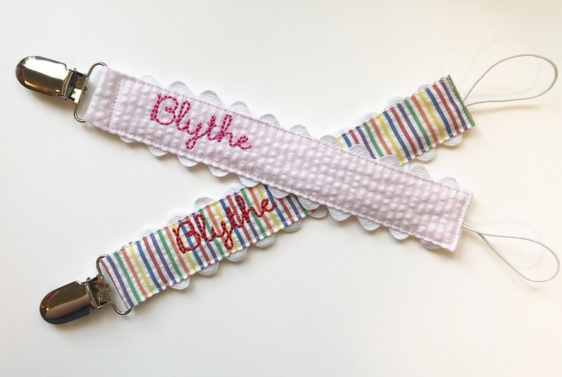 Personalized Pacifier Clip Pacifier Holder Embroidered Baby Etsy