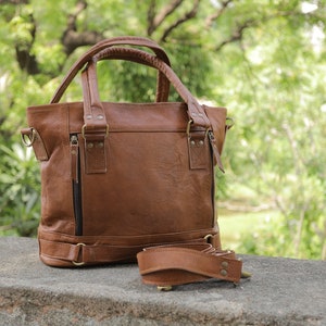 Personalized Handbag for women, leather tote bag, leather shoulder bags for her, genuine leather shoulder bags, vintage boho, brown tote bag image 1
