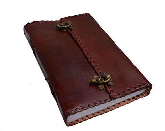 Handmade Leather Diary With Lock - Unlined Notebook and Journals