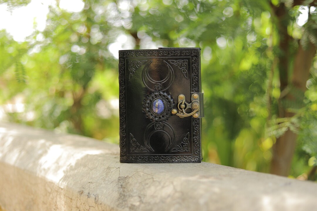 Leather Journal Triple Moon Spell Book Book of Shadows Grimoire Deckle ...