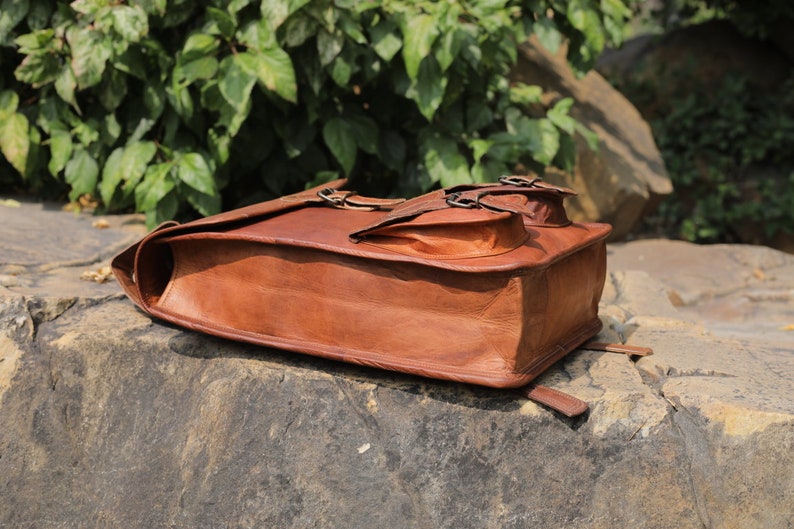 Brown leather backpack, vintage leather bag, handmade backpack for school, travel leather backpack, messenger backpack for men & women image 5