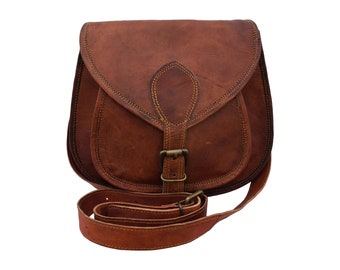 Sac à bandoulière en cuir marron, sac à bandoulière vintage pour femme, sac à bandoulière en cuir fait à la main, sac à bandoulière 9", sac à bandoulière en cuir marron