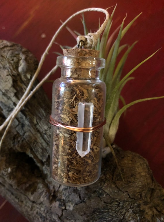 Ceremonial Tobacco Pendant With Copper Wrapped Quartz Point Etsy
