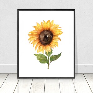Hand Painted Watercolor Sunflower- Sunflower Painting- Sunflower Art- 5 Different Printable Sizes- Instant Download
