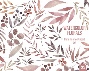 Watercolor Florals Clipart- Hand Painted Florals- Wedding Floral Invitation- Floral Graphics- Spring Florals- Floral Element- Flower Clipart