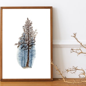Watercolor Fir Tree Painting Wall Art- Hand Painted Printable Tree Art- Nursery Nature Print- Instant Download