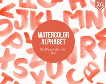 Lettere alfabeto acquerello arancione- Clipart alfabeto dipinto a mano- Lettere della stanza vivaio- Lettera arancione Art- Alphabet ClipArt- Nome alfabeto