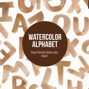 Hand bemalt braun Aquarell Alphabet Buchstaben - Hand bemalt Alphabet Clipart - Kindergarten Zimmer Buchstaben - braun Buchstaben Kunst - Alphabet ClipArt