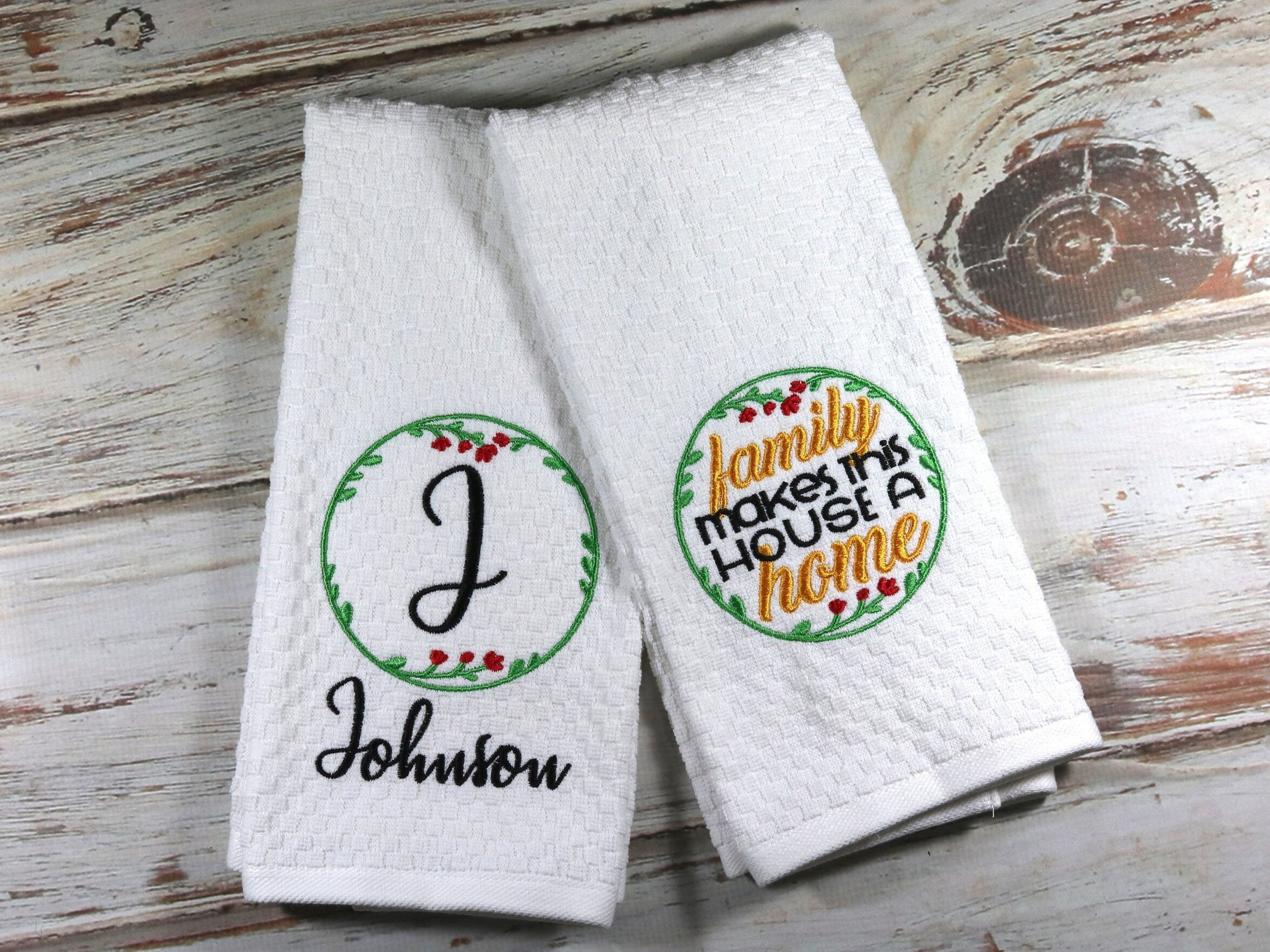 Personalized kitchen towel set family kitchen towel family Etsy