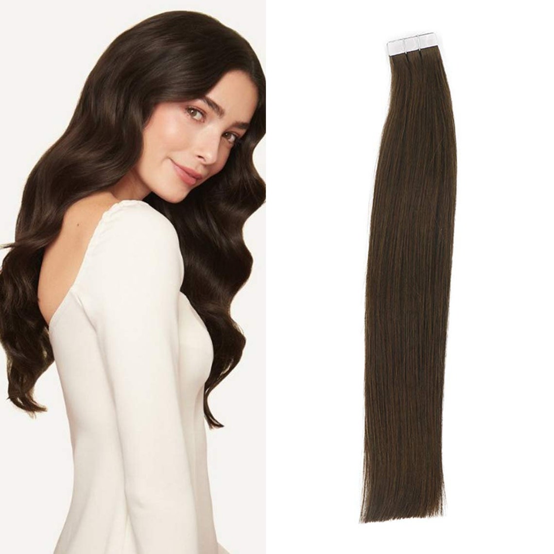 Tape in Hair Extensions Human Hair Dark Brown Hair Extensions Etsy
