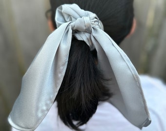 Shiny Silver Hair Scarf, Hair Scarf, Hair Accessories, Scrunchie, Scrunchie Scarf, Winter Hair Scarf, Simple