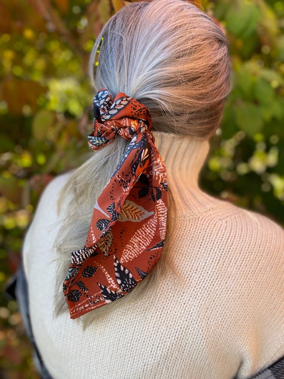 Burnt Orange Floral Hair Scarf Hair Scarf Hair Accessories - Etsy