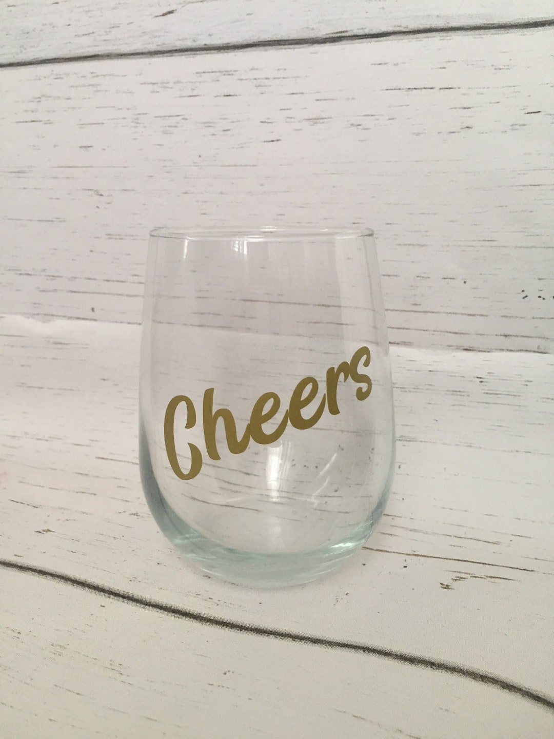 Cheers Stemless Wine Glass 17oz Etsy