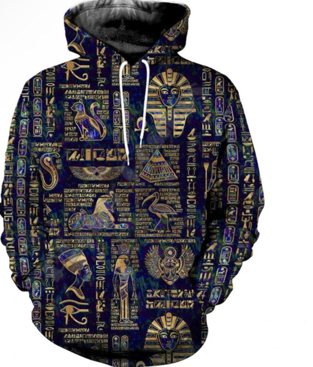 Sweat à Capuche Eye Of Ra - Motif Horus, Anubis, égyptien - Gris, Coton Mélangé, Taille Normale - Neuf Avec étiquettes