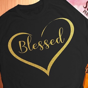 Blessed Love SVG PNG Golden Transparent gesegnet PNG Tshirt Print Outline png Outline Clipart Silhouette gesegnet png golden Geschenk Herz Bless
