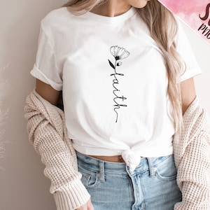 Faith Flower SVG Cut fichier, texte foi à travers Svg, Rose Hope svg, Sublimation prêt Clipart, pour chemise, tasse, Silhouette, Gémeaux, Cricut,