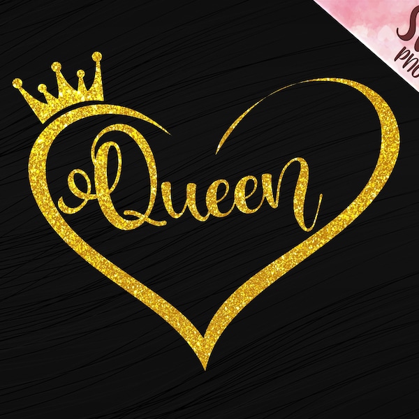 Queen SVG PNG, Black Queen Design for shirt, Cricut cut file, Sublimation ready for Shirt, His Queen, Her King, Birthday Queen svg