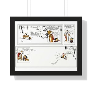 Calvin and Hobbes Last strip Let's Go Exploring Framed Horizontal Poster great for gift, anniversary, print, art
