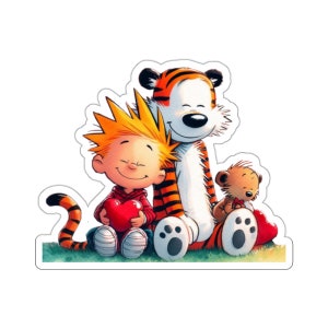 Calvin and Hobbes Love Kiss-Cut Sticker great for Anniversary, Valentine&#39;s Day, and Birthdays