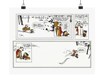 Calvin and Hobbes Last strip Let&#39;s Go Exploring Matte Horizontal Posters great for gift, anniversary, print, art