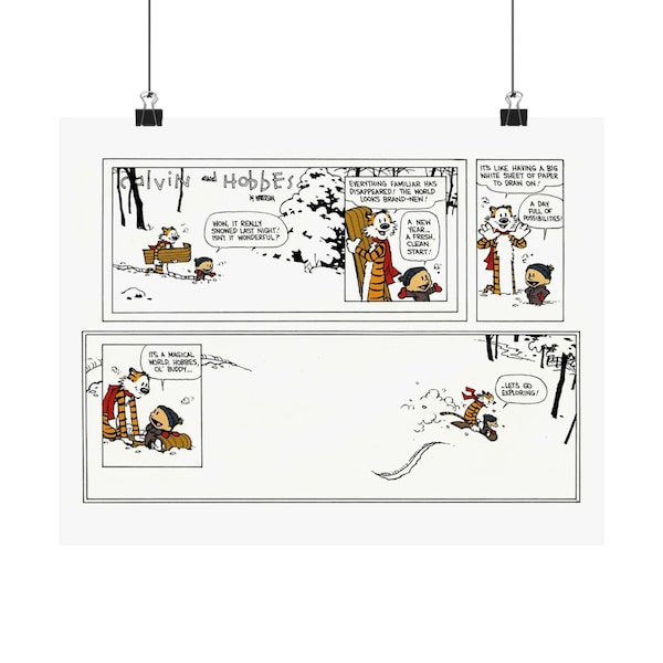 Calvin and Hobbes Last strip Let's Go Exploring Matte Horizontal Posters great for gift, anniversary, print, art