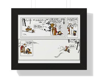 Calvin and Hobbes Last strip Let&#39;s Go Exploring Framed Horizontal Poster great for gift, anniversary, print, art