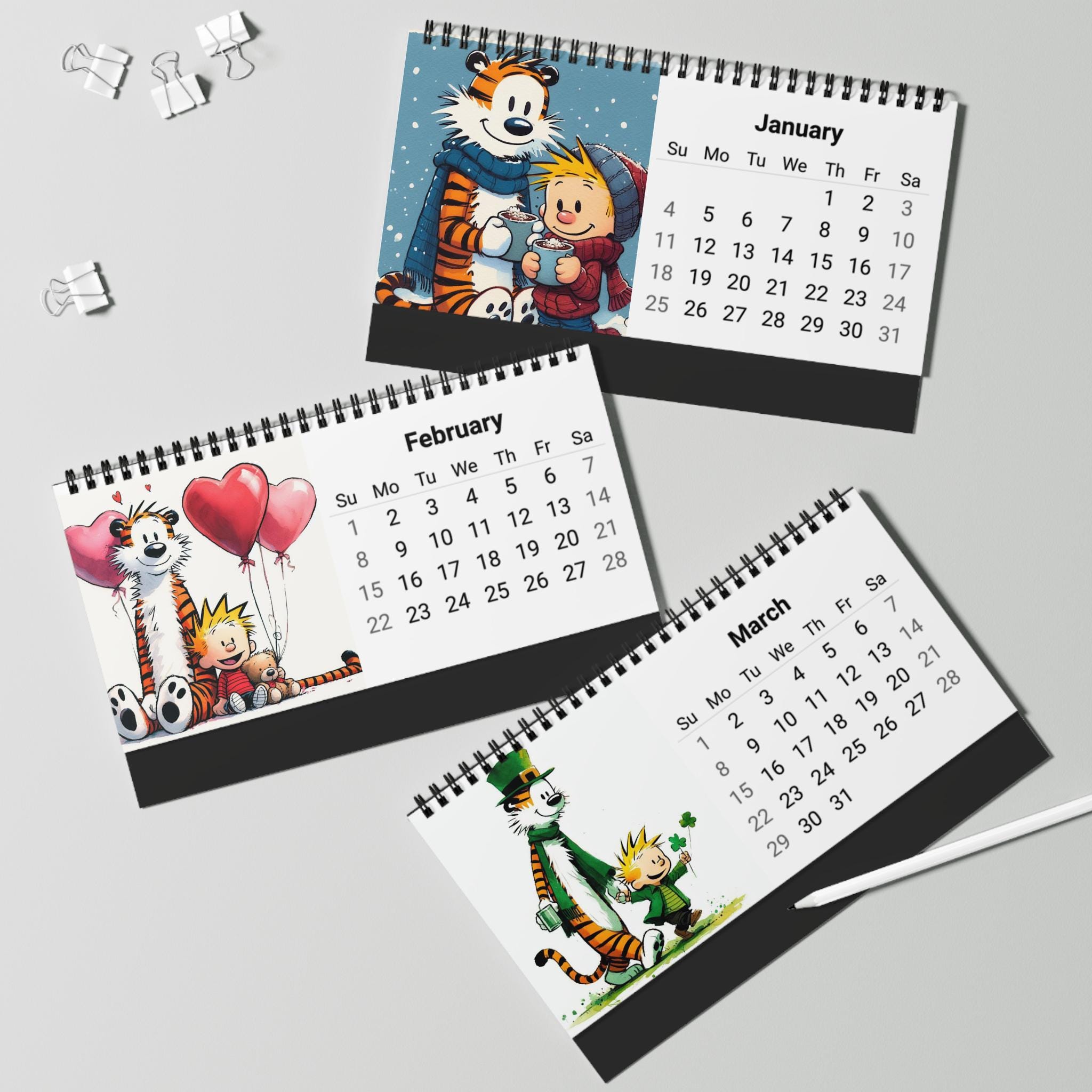 Calvin and Hobbes 2026 Desktop Calendar Colorful Desk Accessory Etsy