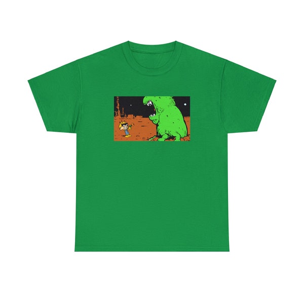 Spaceman Spiff Calvin and Hobbes shooting an Alien Unisex Heavy Cotton Tee great for Anniversary Birthday Men Women Gift St patricks day