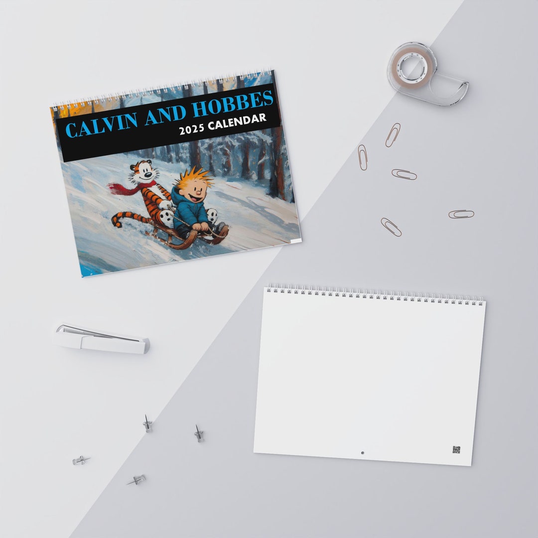 Calvin and Hobbes Monthy Calendar 2025 of Van Gogh Watercolor Style