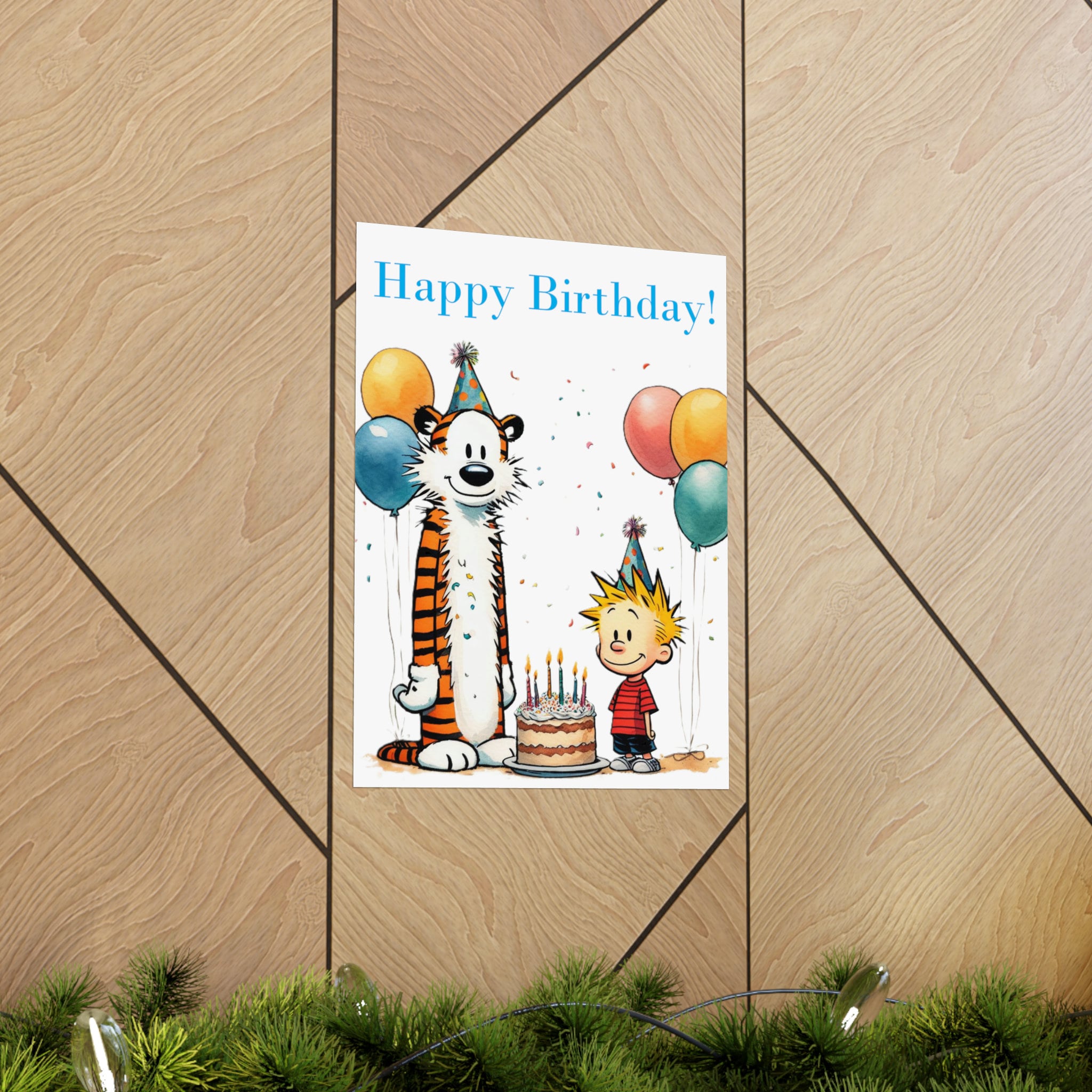 Happy Birthday Calvin and Hobbes Edition Matte Vertical Poster With