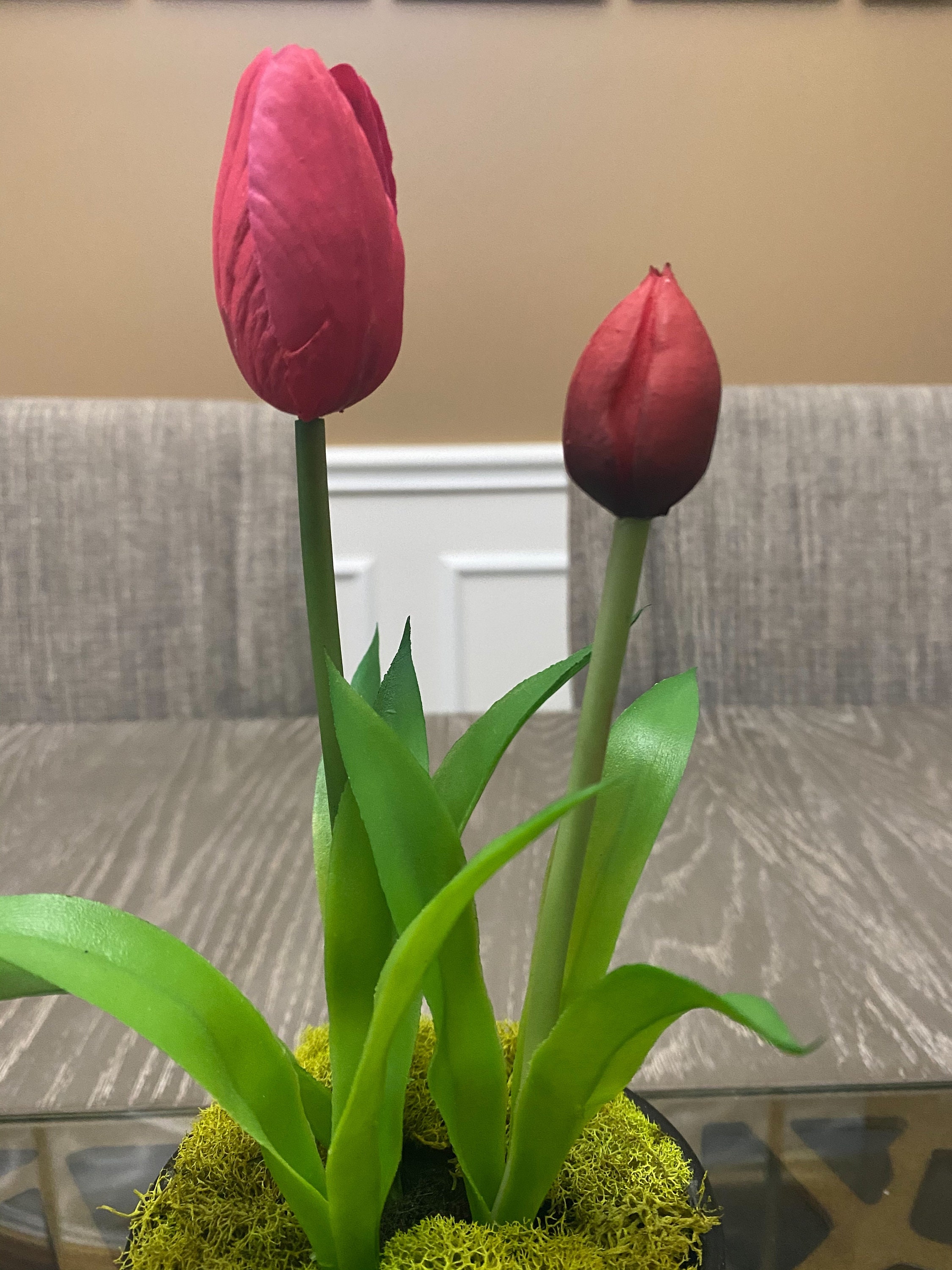 Faux Red Tulips Arrangement Floral Decoration Flower Etsy UK