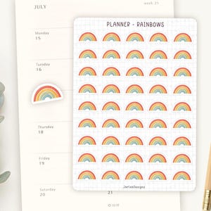 Rainbow icon planner stickers | functional stickers, cute mini rainbow planner stickers, bullet journal stickers, rainbow labels