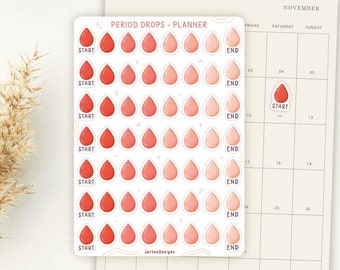 Sticker Sheet Period Stickers | Blood Drop Stickers | Period Tracker Stickers | Planner Stickers