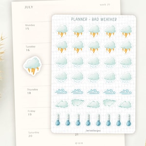 Adesivi per planner con icone meteorologiche / adesivi funzionali, simpatici mini adesivi per planner meteorologici, adesivi per bullet journal, adesivi per maltempo