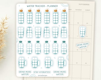 Sticker Sheet Water Tracker Stickers | Hydration Sticker Sheet | Daily Tracker | Reminder Stickers | Planner Stickers | NEW