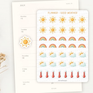 Good Weather icon planner stickers | functional stickers, cute mini weather planner stickers, bullet journal stickers, good weather stickers