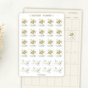 Adesivo Folha de Adesivo Planejador de Férias | Adesivos de Ícone de Lembrete | Adesivos de Planejador | Ícones do Cotidiano | Mini Adesivos