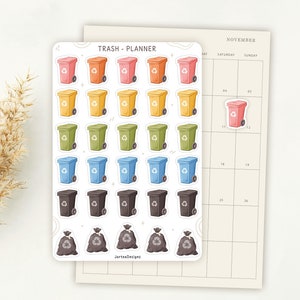 Feuille d'autocollants Feuille d'autocollants pour agenda | Stickers poubelle | Stickers corvée | Mini-autocollants | NOUVEAU