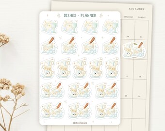 Sticker Sheet Dishes Planner Sticker | Chore Icon Stickers | Planner Stickers | Everyday Icons | Mini Stickers